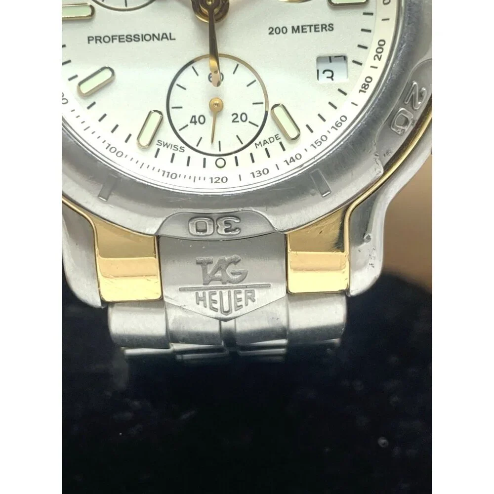 Tag Heuer Men's Watch CH1150-0 Swiss Quartz Chronograph 18k Yellow Gold Steel